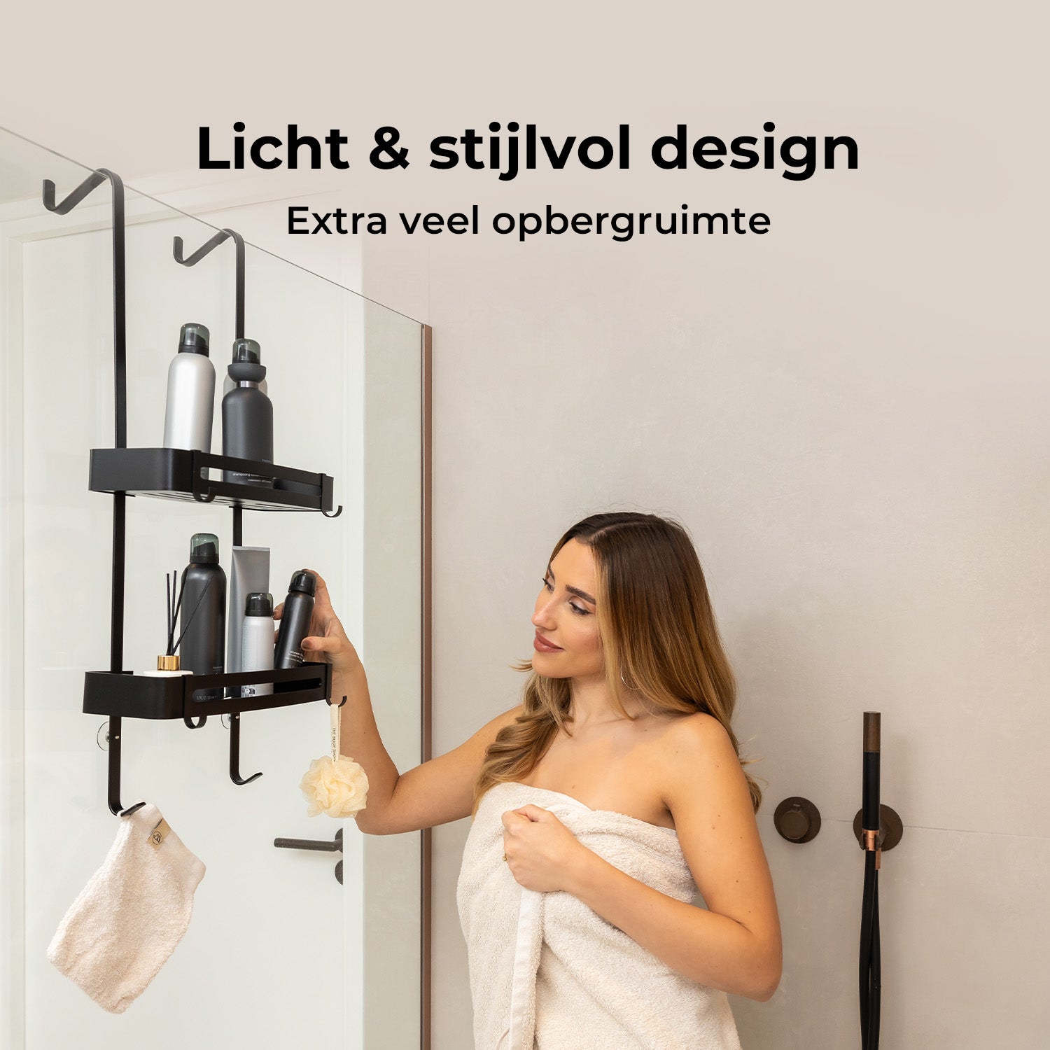 Hangend Doucherek 2 laags - Aluminium 32 cm