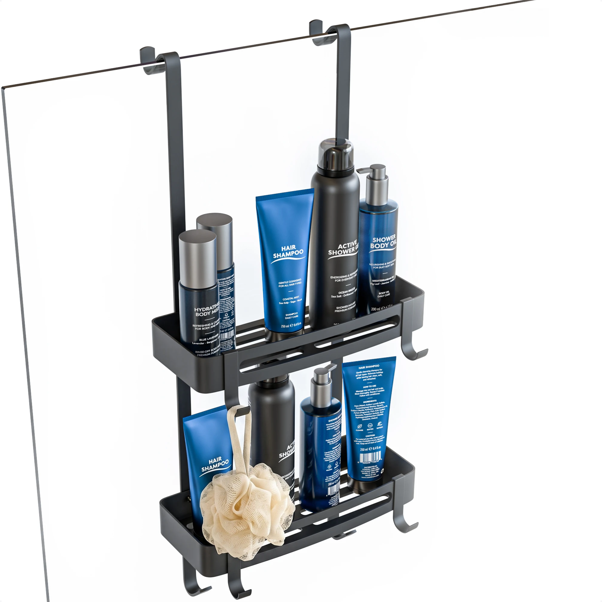 Hangend Doucherek 2 laags - Aluminium 32 cm