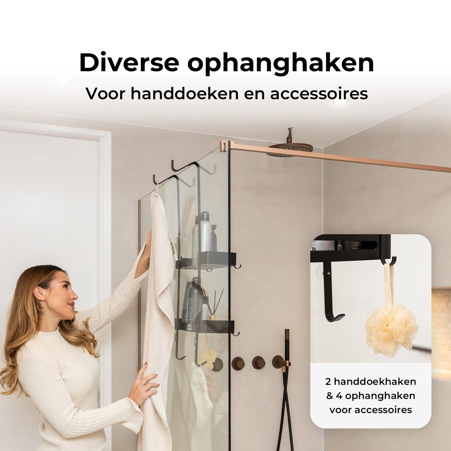 Hangend Doucherek 2 laags - Aluminium 32 cm