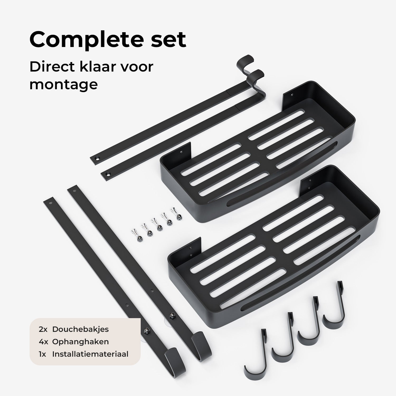 Hangend Doucherek 2 laags - Aluminium 32 cm