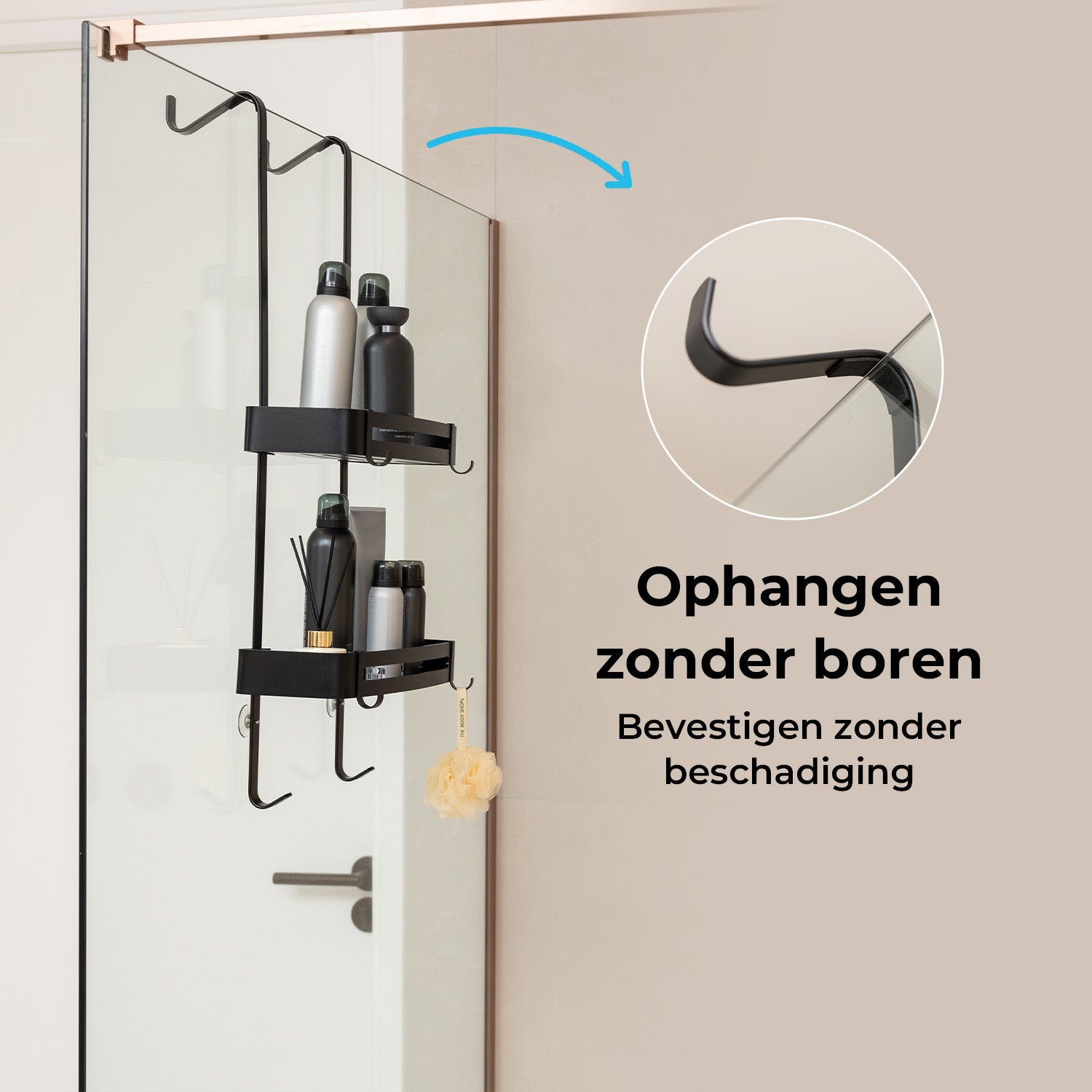 Hangend Doucherek 2 laags - Aluminium 32 cm